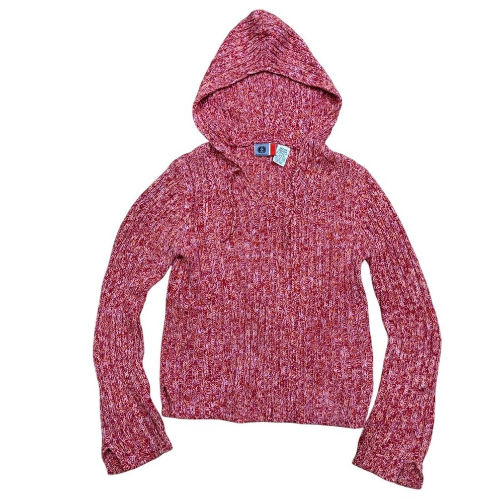 Vintage Y2K Arizona Jean Co Pink/Red Knit Hooded Sweater Bell Sleeves M